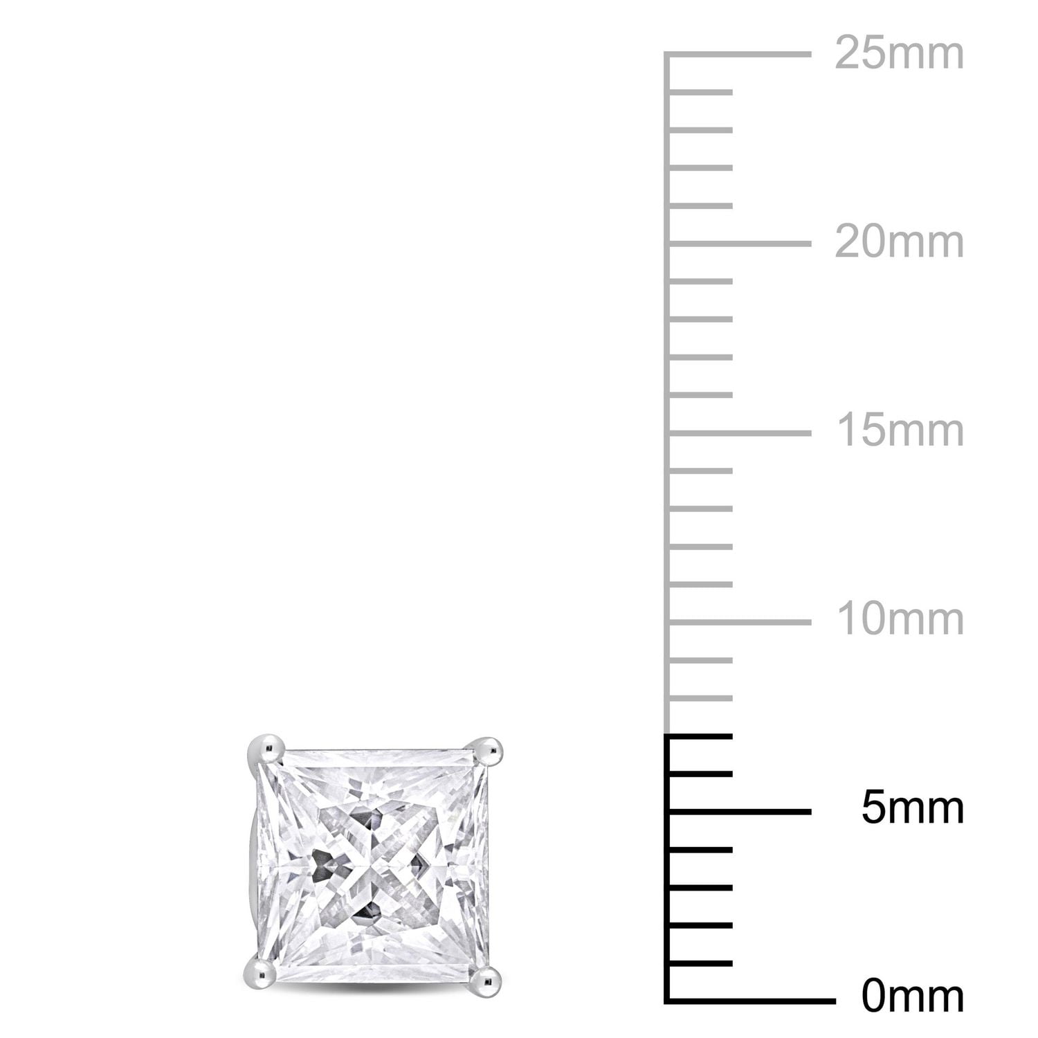 Boucles d'oreilles Miabella à Solitaire Moissanite de coupe-princesse en Argent Sterling