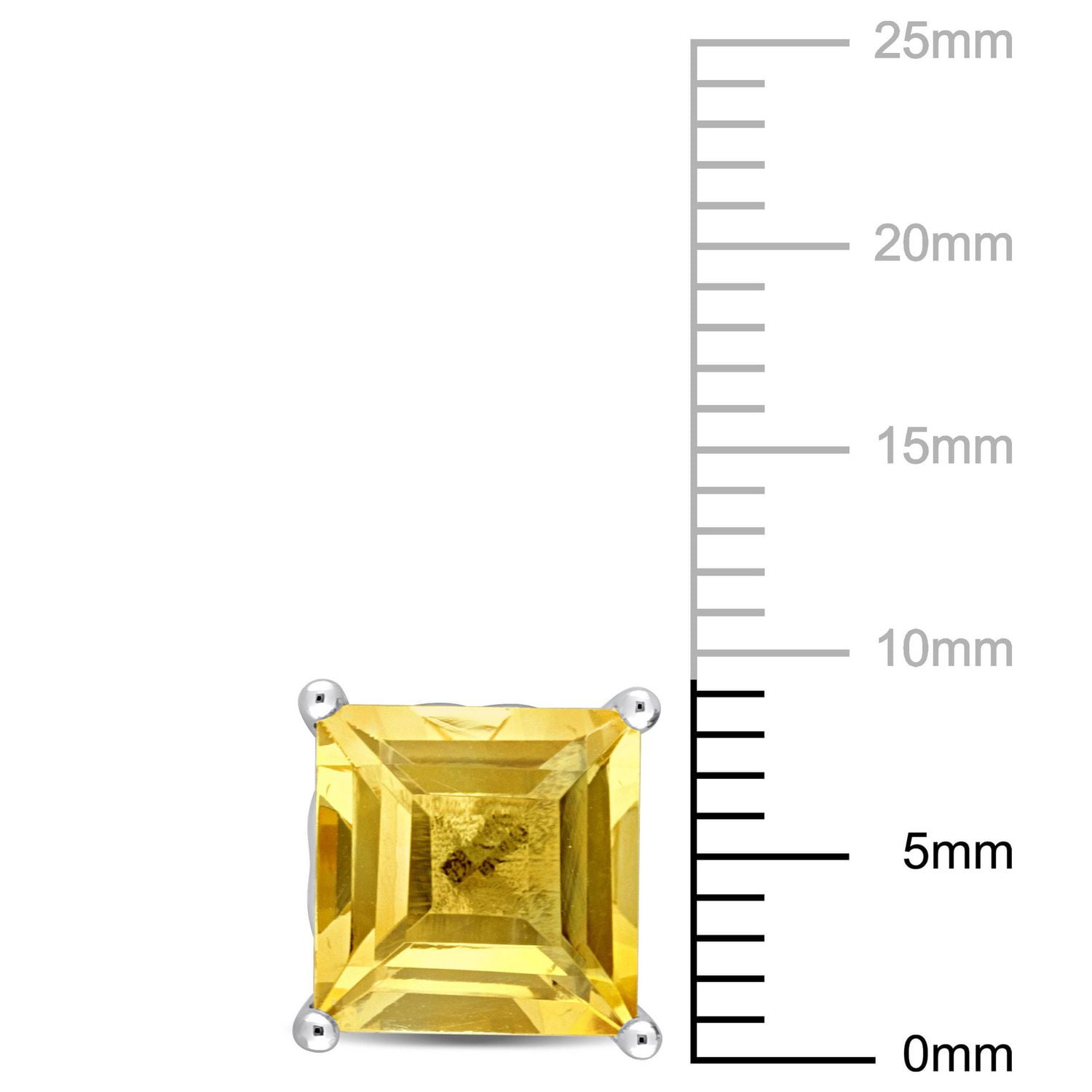 Miabella Princess-Cut Citrine Solitaire Stud Earrings in Sterling Silver
