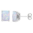 thumbnail image 1 of Miabella Emerald-Cut Created Opal Solitaire Stud Earrings in Sterling Silver, 1 of 3