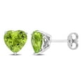thumbnail image 1 of Miabella Peridot Solitaire Heart Stud Earrings in Sterling Silver, 1 of 3