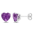 thumbnail image 1 of Boucles d'oreilles Miabella à Solitaire Cœur Améthyste en Argent Sterling, 1 of 3