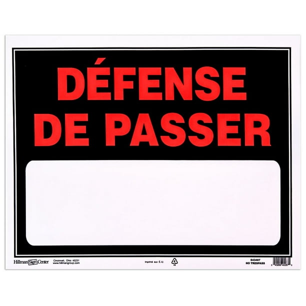 Affiche géante Hillman en plastique « Défense de passer » en rouge/noir