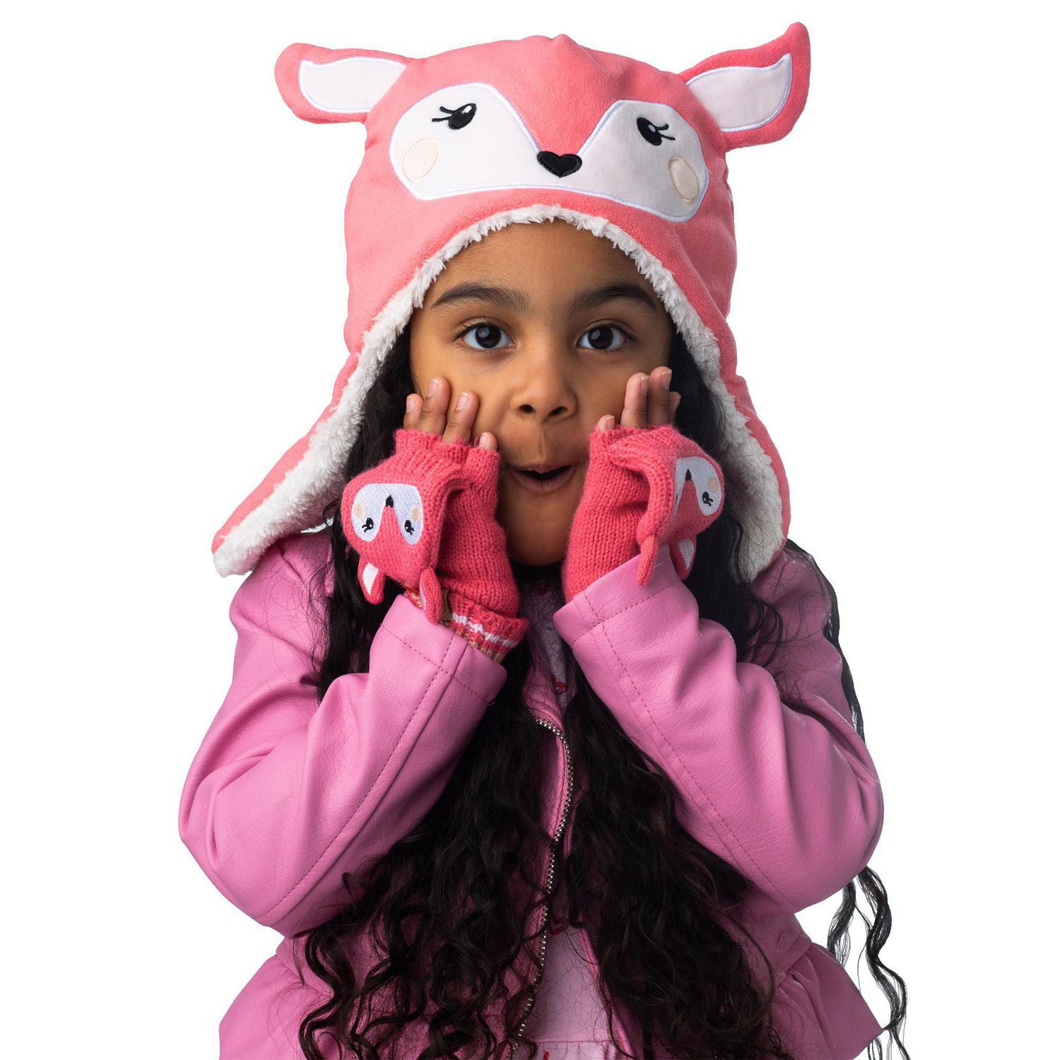 FlapJackKids - Bonnet en polaire Sherpa réversible pour bébé fille - Double épaisseur - Lapin / Cerf