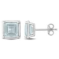 thumbnail image 1 of Miabella Square-Cut Aquamarine Sterling Silver Solitaire Earrings, 1 of 4