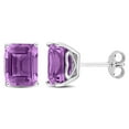 thumbnail image 1 of Miabella Emerald-Cut Amethyst Solitaire Stud Earrings in Sterling Silver, 1 of 3