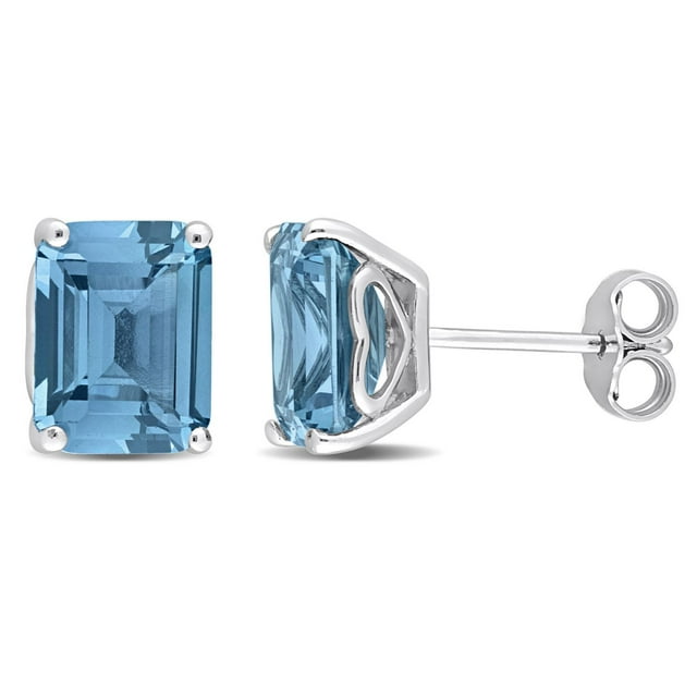 Miabella Emerald-Cut Created Spinel Solitaire Stud Earrings in Sterling Silver