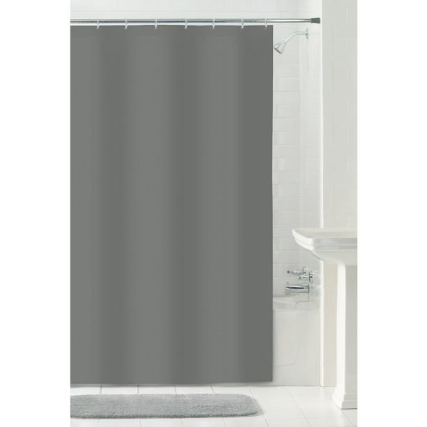 Rideau ou doublure de rideau de douche en tissu hydrofuge Mainstays, 178 cm x 183 cm (70 po x 72 po), gris Rideau de douche