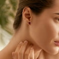 thumbnail image 4 of Miabella Emerald-Cut Created Ruby Solitaire Stud Earrings in Sterling Silver, 4 of 4