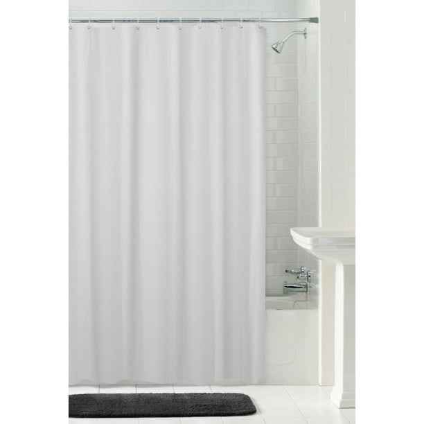 Rideau ou doublure de rideau de douche en tissu à chevrons étanche Hometrends, 178 cm x 183 cm (70 po x 72 po), blanc 100% étanche