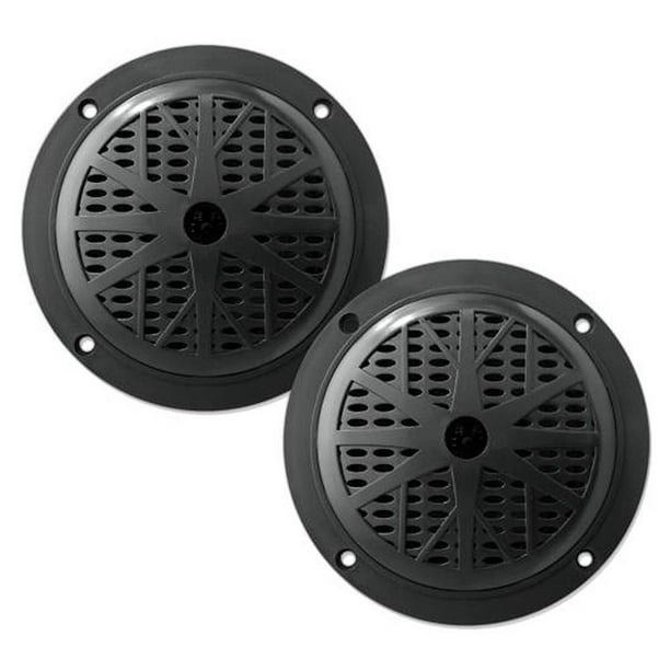 Pyle système audio marin étanche avec haut-parleurs stéréo de 4po à cône double - Paire (noir)