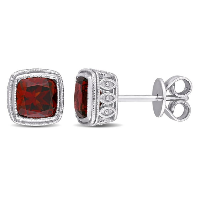 Miabella Garnet Sterling Silver Solitaire Vintage Stud Earrings