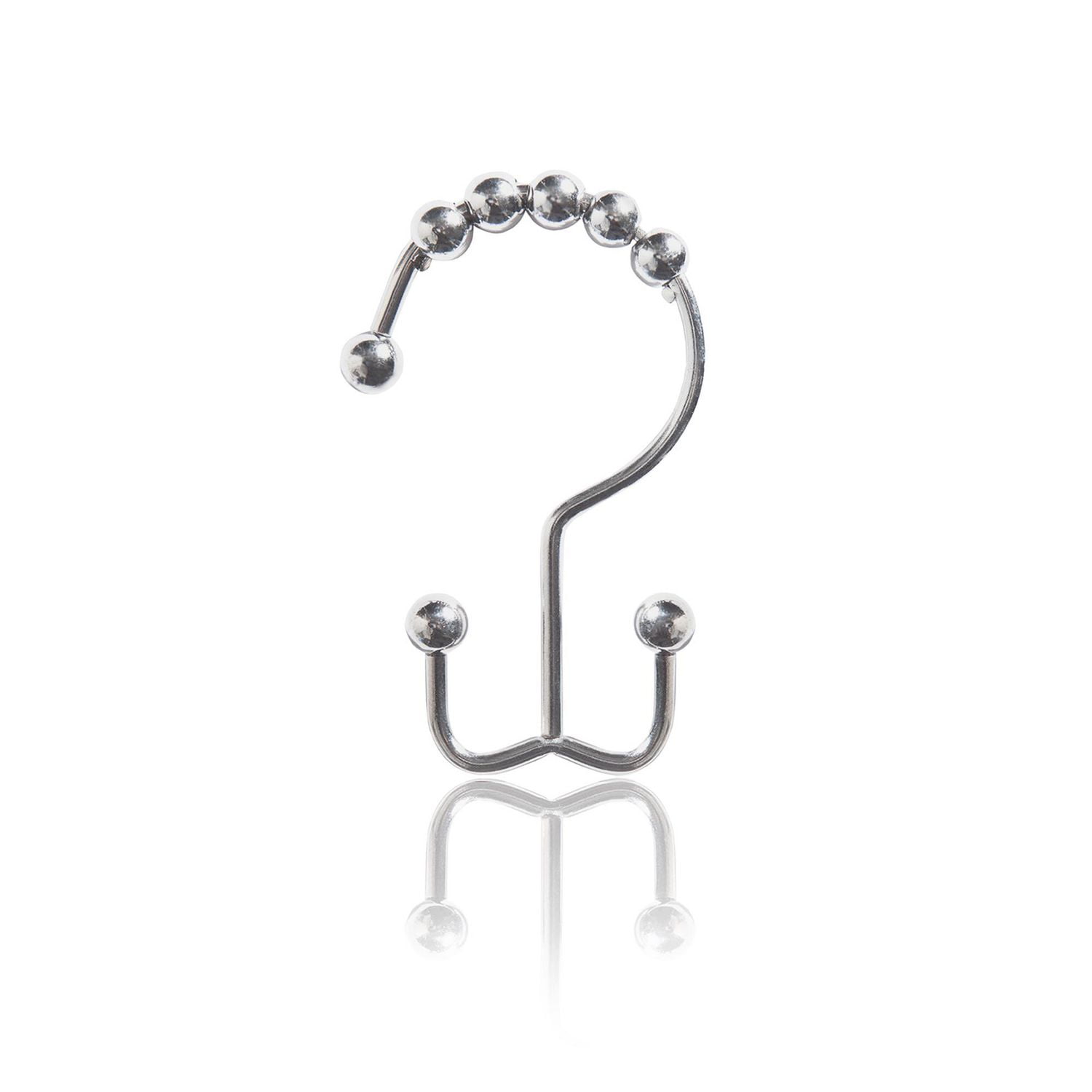 MAINSTAYS Double Roller Glide Shower Curtain Hook Or Ring, Chrome, Double  roller glide hook design 