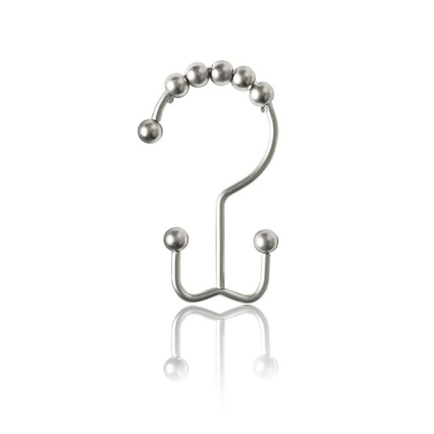 MAINSTAYS 2-Sided Wire Shower Curtain Hook Or Ring, Brushed Nickel