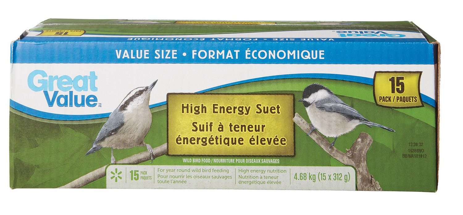 Great Value High Energy Suet Wild Bird Food, Value Size 15 Pack (4.68kg) 