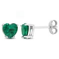 thumbnail image 1 of Boucles d'oreilles Miabella à Solitaire Cœur Émeraude Synthétique en Argent Sterling, 1 of 4