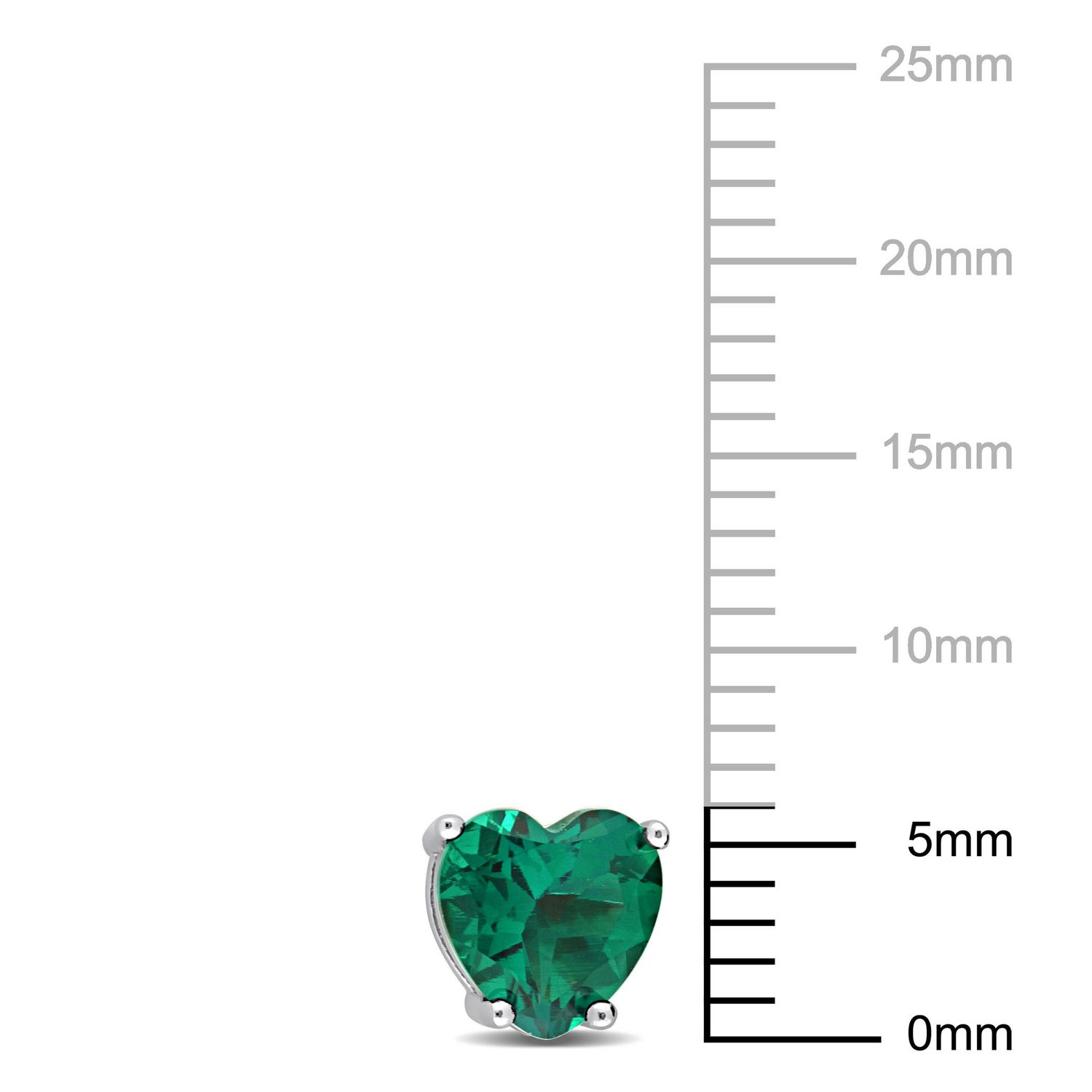 Miabella Created Emerald Solitaire Heart Stud Earrings in Sterling Silver