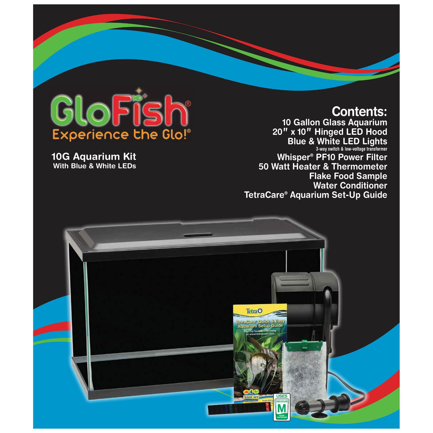 Glofish 10 Gallon Aquarium Fish Tank Kits, Includes LED Lighting and Décor  