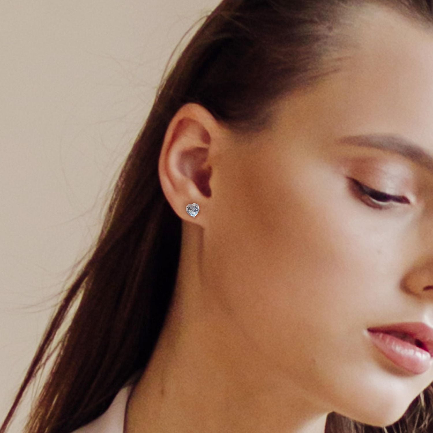 Boucles d'oreilles Miabella à Solitaire Cœur Topaze Bleu en Argent Sterling