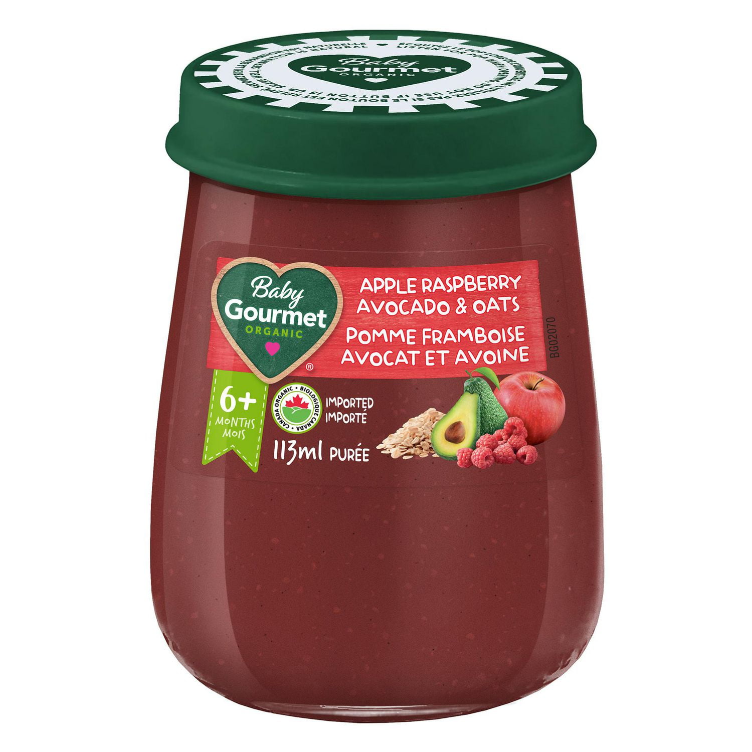 Baby Gourmet Organic Baby Food Jar Apple Raspberry Avocado & Oats, Purée - Jar