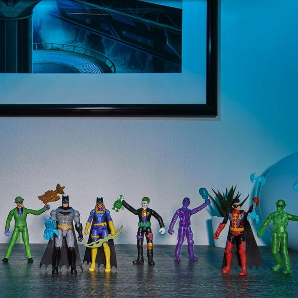 DC Comics, Coffret de 6 figurines articulées Justice League de 10 cm, The  Flash, Superman, Aquaman, Cyborg, Batman, Wonder Woman