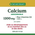 thumbnail image 3 of NATURE'S BOUNTY Calcium Plus Vitamin D3, Absorbable, 1200 mg, Helps In Development Of Bones & Teeth, Helps In Absorption & Use Of Calcium & Phosporus, May Reduce Risk Of Developing Osteoporosis, Softgels 100.0 count, 3 of 6