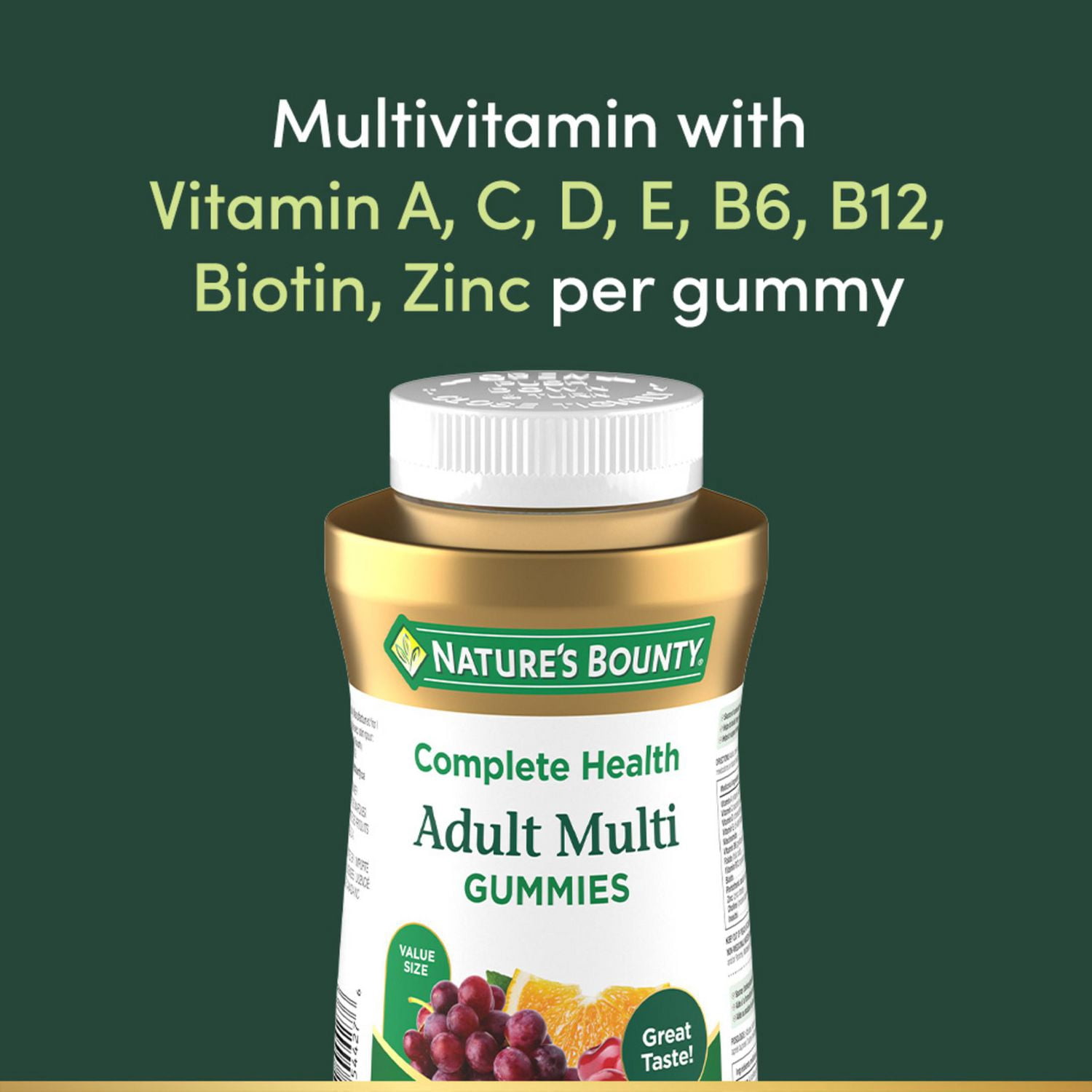 NATURE'S BOUNTY Adult Multi, Helps to Support Immune Function, Helps Development Of Bones & Teeth, Cherry, Grape & Orange Flavours 150.0 count