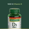 thumbnail image 4 of NATURE'S BOUNTY Vitamin D3, 1000 IU, Mega Value, Helps Support Immune Function, Helps Develop & Maintain Bones & Teeth, Helps in Absorption Of Calcium & Phosphorus, 500 Softgels, 4 of 6