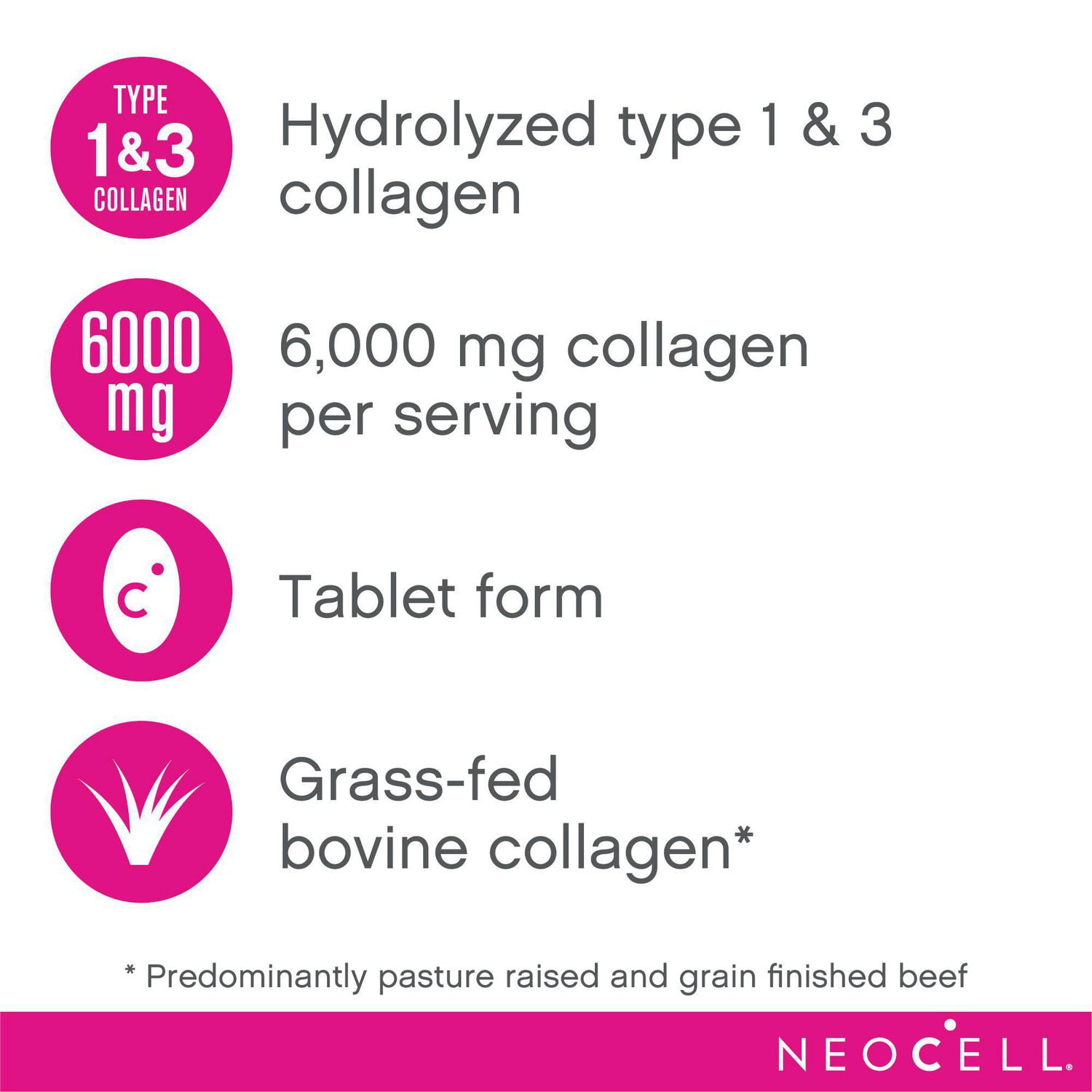 Supplément de collagène Super Collagen +CMC de NeoCell (120 comprimés)