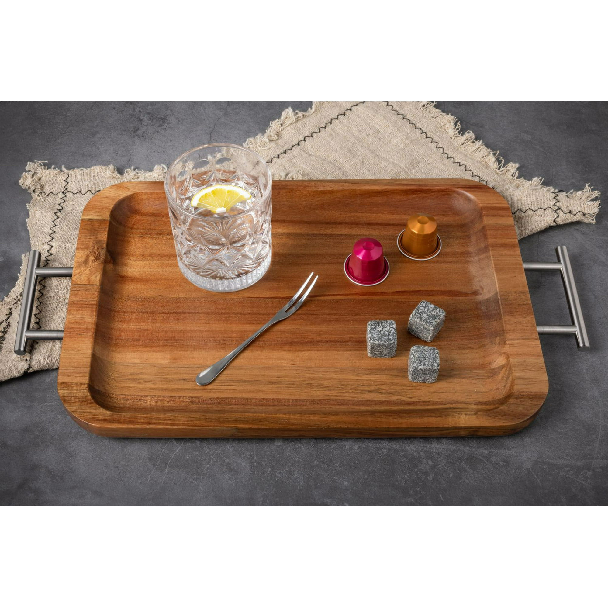 WOODEN SERVING TRAY WITH HANDLE, Serving Tray 