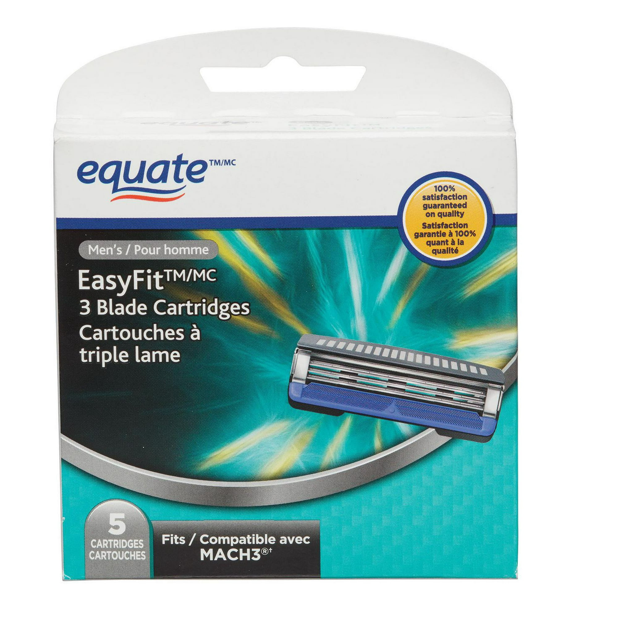 Equate 3 EasyFit 3 Blade Razor Refills, Pack of 5 Refills 