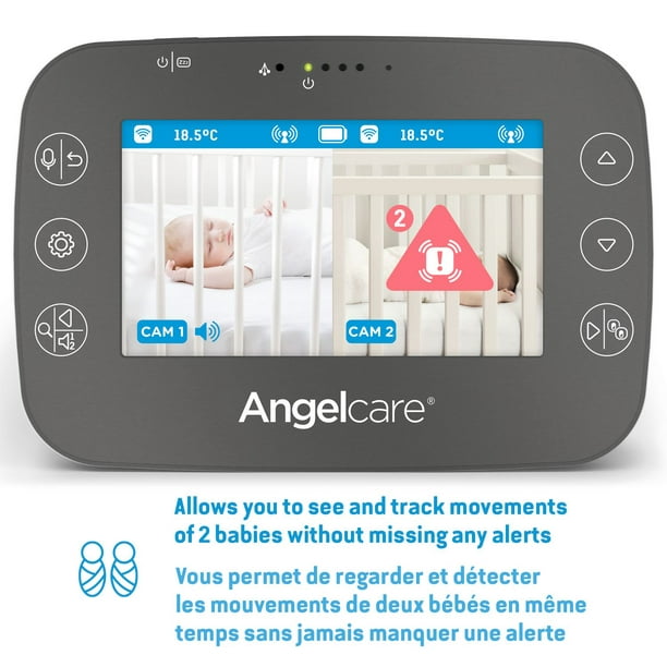Moniteur de mouvements respiratoires pour bébé avec vidéo AC337 d'Angelcare  
