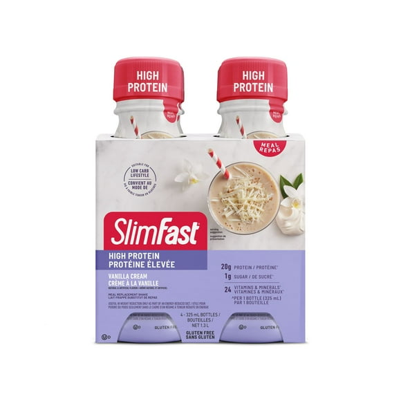 SlimFast Advanced Nutrition Elevee en Protiene Creme a la Vanille Lait Frappe substitut de repas 4x325ml