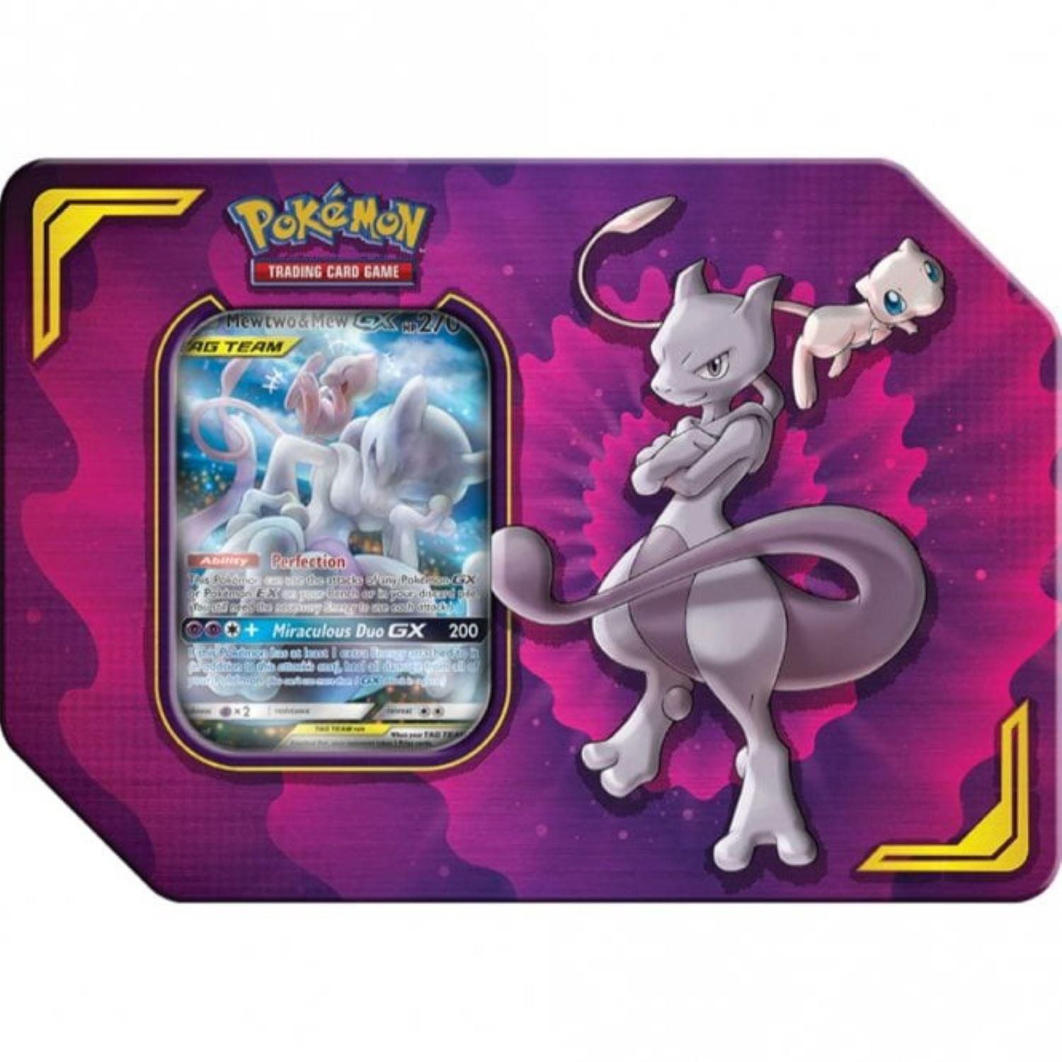 Pokemon TCG Tag Team Mewtwo Mew Tin 4 Booster Pack 1 Metal Tag 