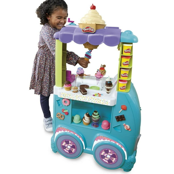 Play-Doh Kitchen Creations, Camion de glace géant, inclut 27 accessoires,  12 pots de pâte à modeler, sons réalistes À partir de 3 ans 
