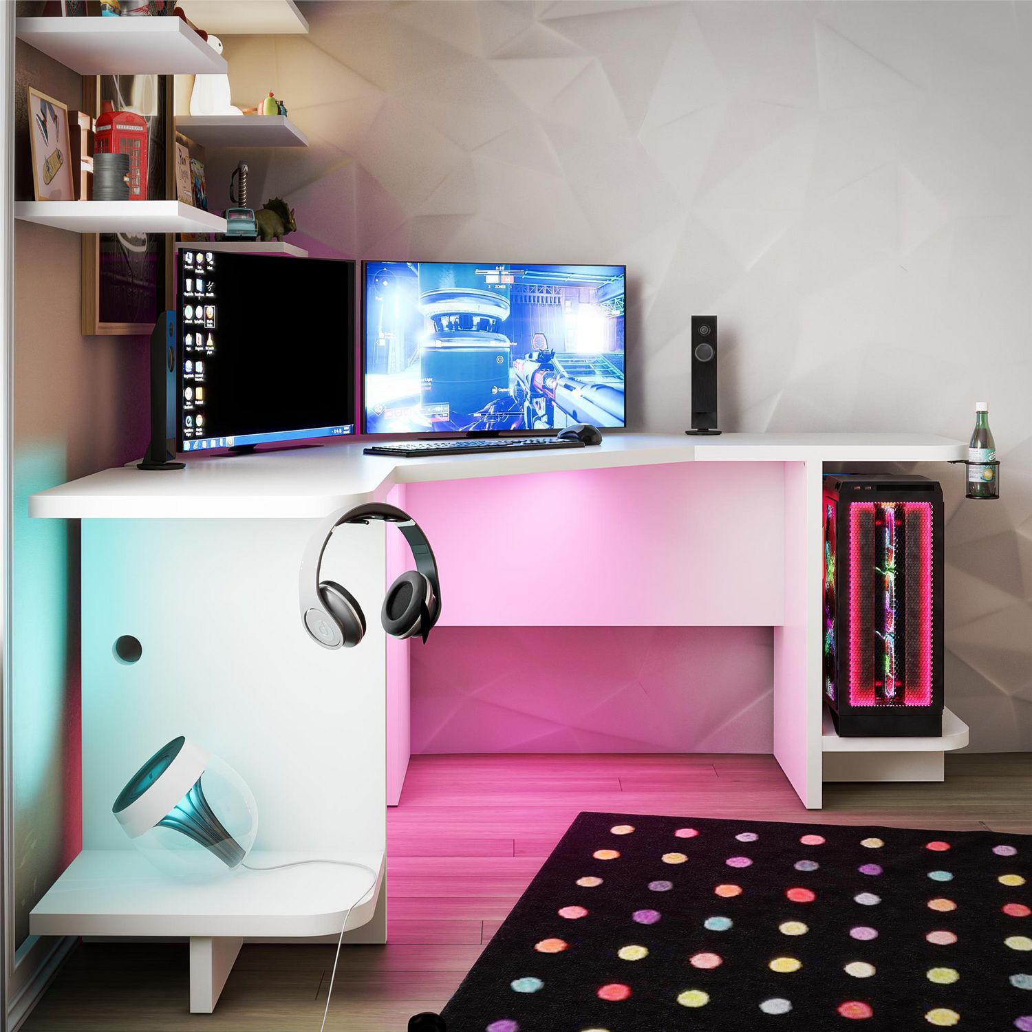 Dorel Bureau d'angle Ntense Xtreme Gaming, blanc