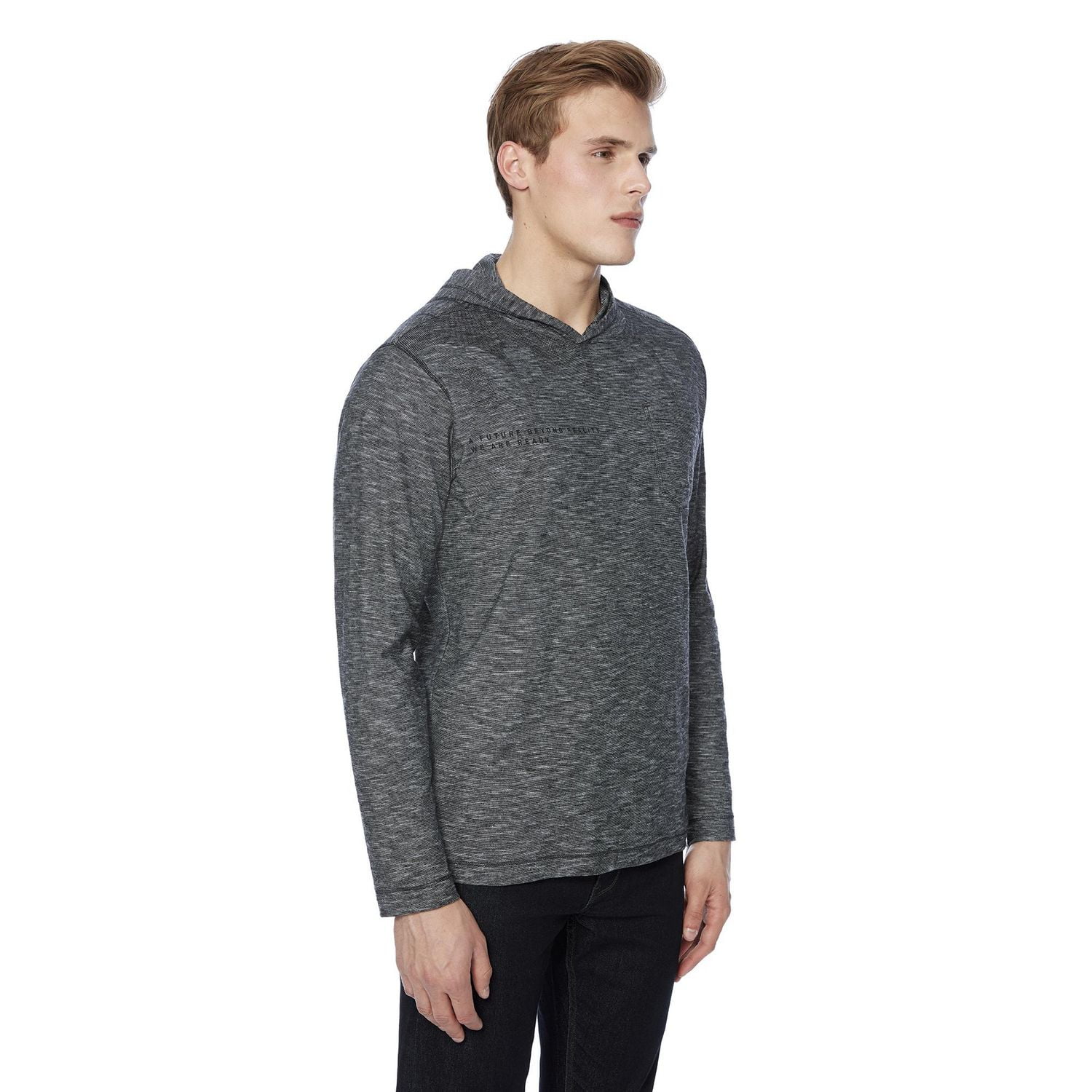 Tee-shirt Capuchon manches longues Dark Black pour hommes Tailles P-TTG