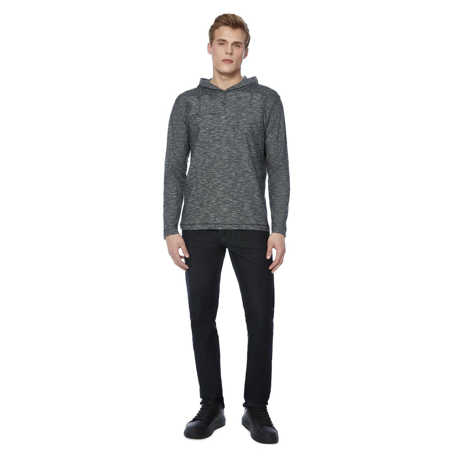 Tee-shirt Capuchon manches longues Dark Black pour hommes Tailles P-TTG