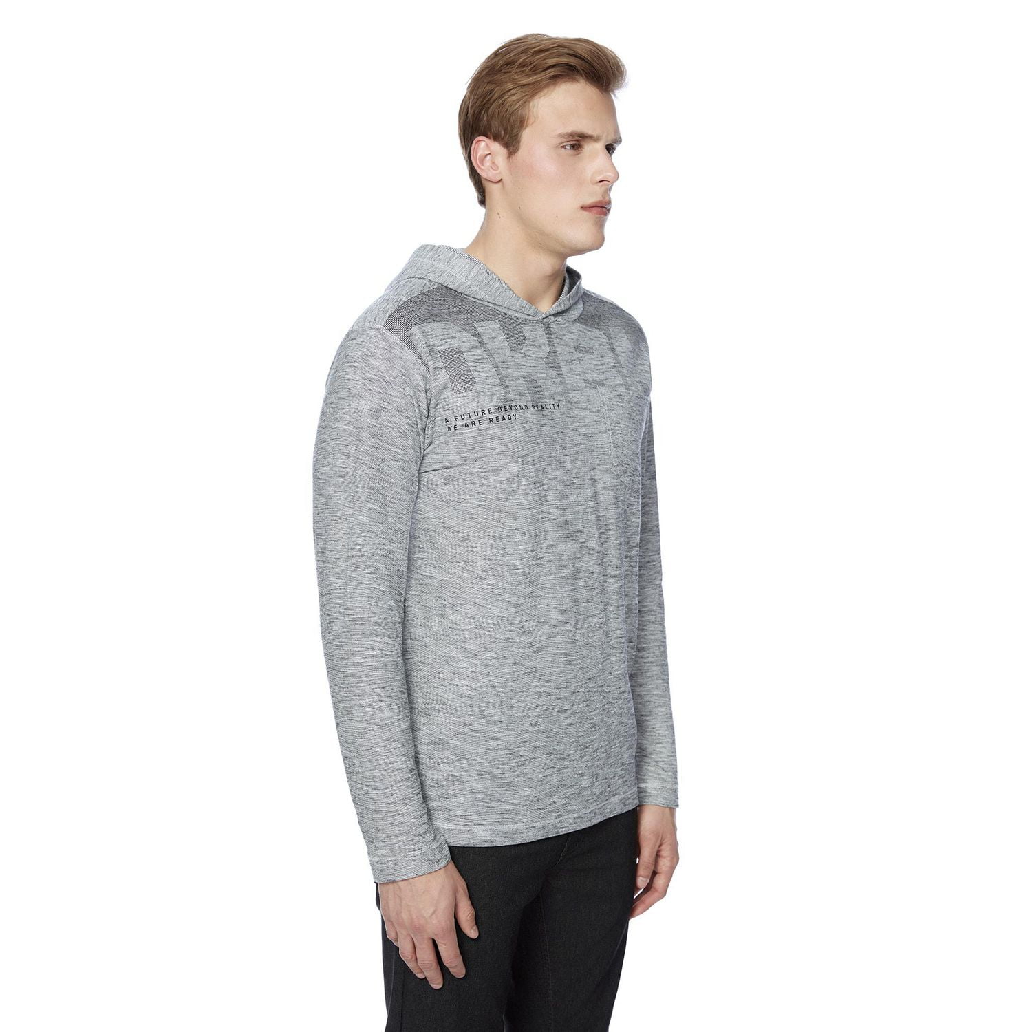 Dark Black Men's Long Sleeve Hooded Popover