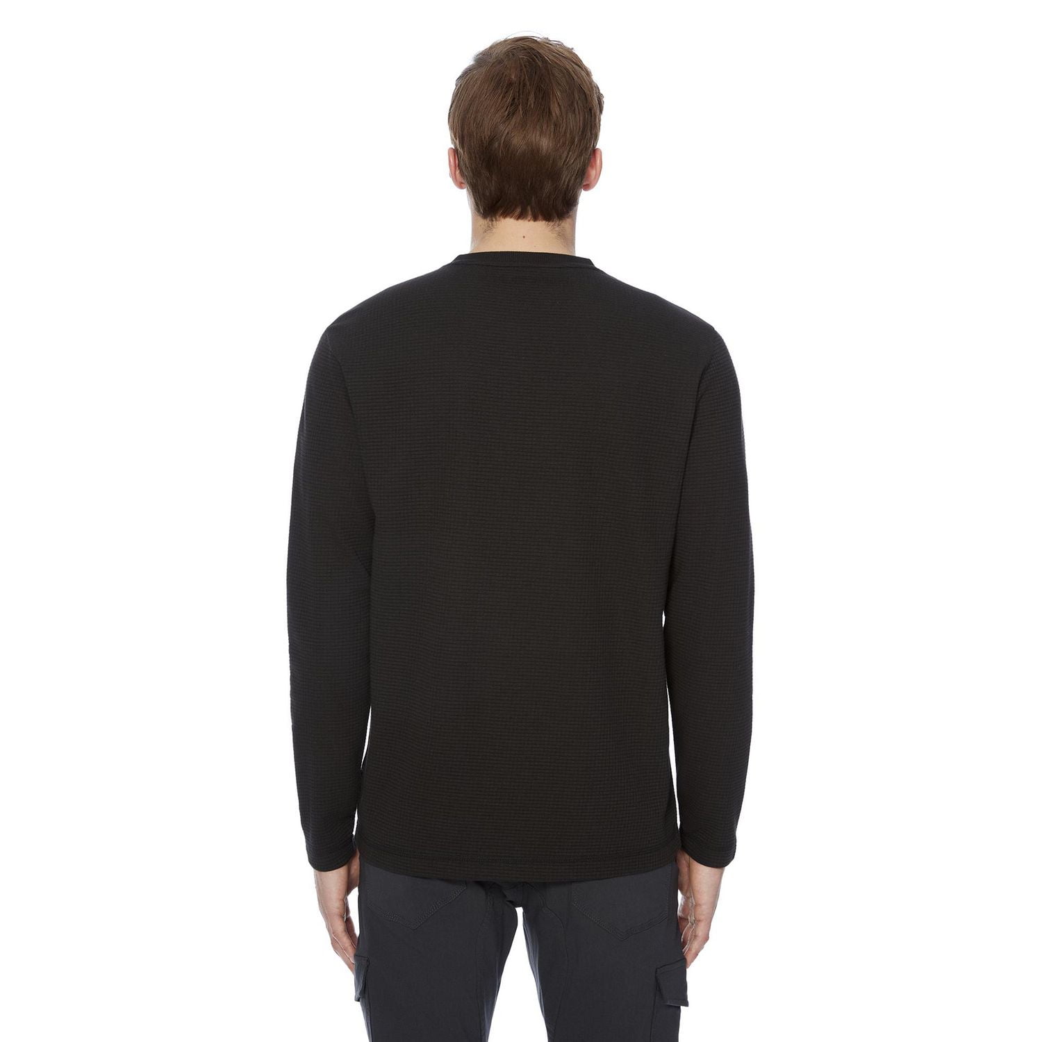 Dark Black Men's Long Sleeve Henley