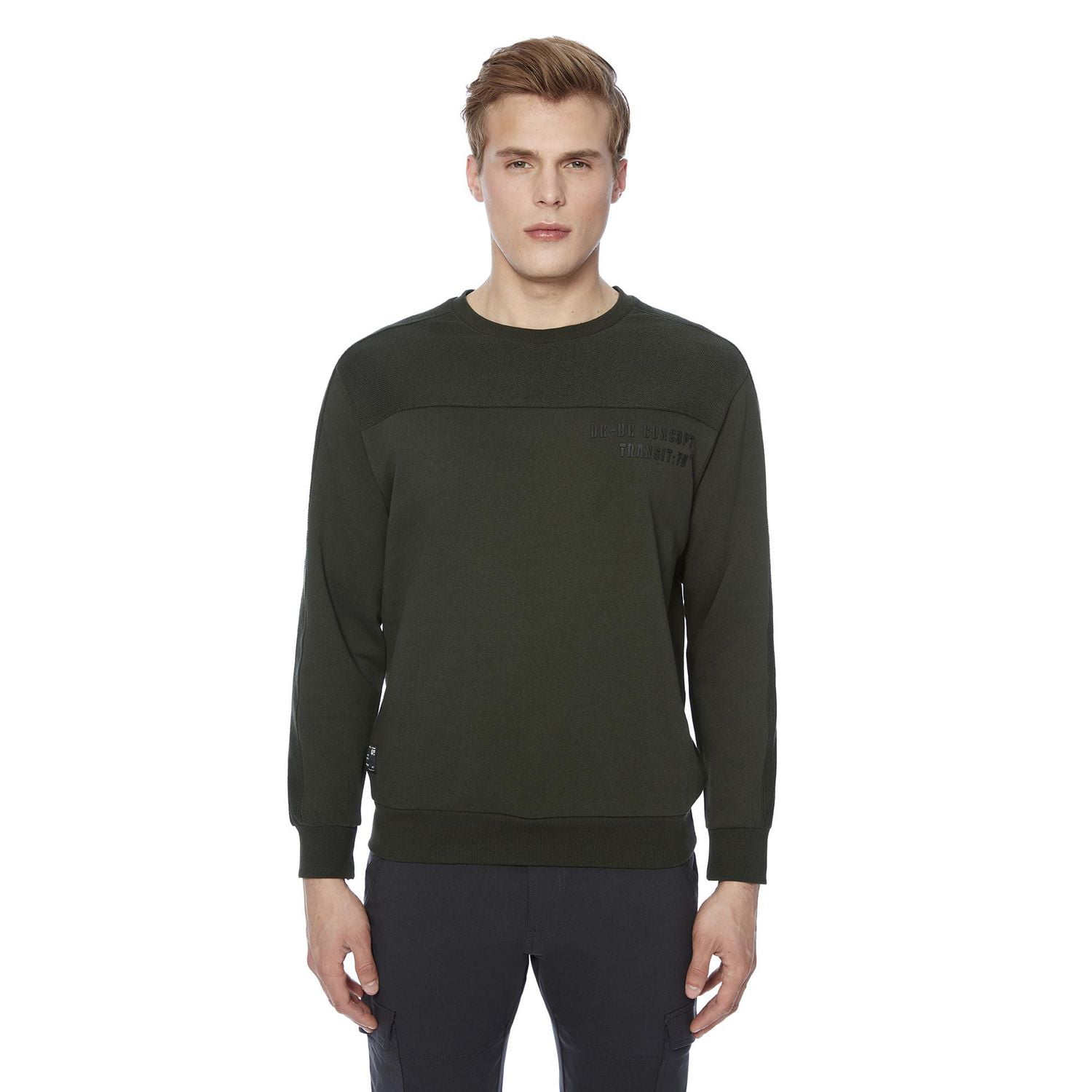 Dark Black Men's Long Sleeve Crew Neck, Sizes S-XXL