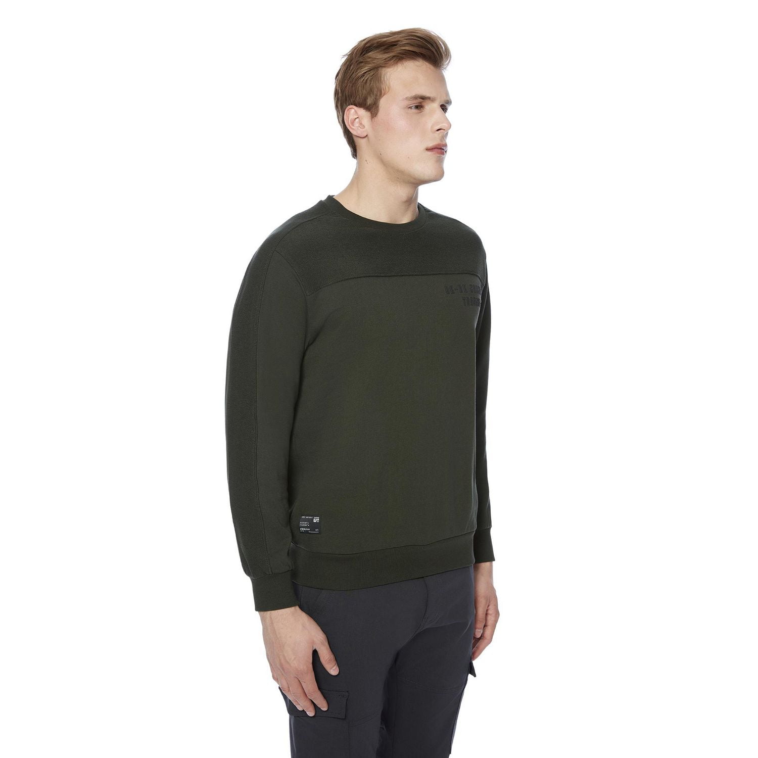 Dark Black Men's Long Sleeve Crew Neck, Sizes S-XXL