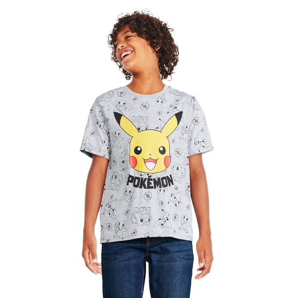 Pokémon T-Shirt Garcon 6 Ans à 14 Ans, Lot de 2 Ras du Cou et Manches Courtes Comfort T Shirt, Anime Merch, Cadeau Enfant (Noir/Jaune, 5-6 Ans
