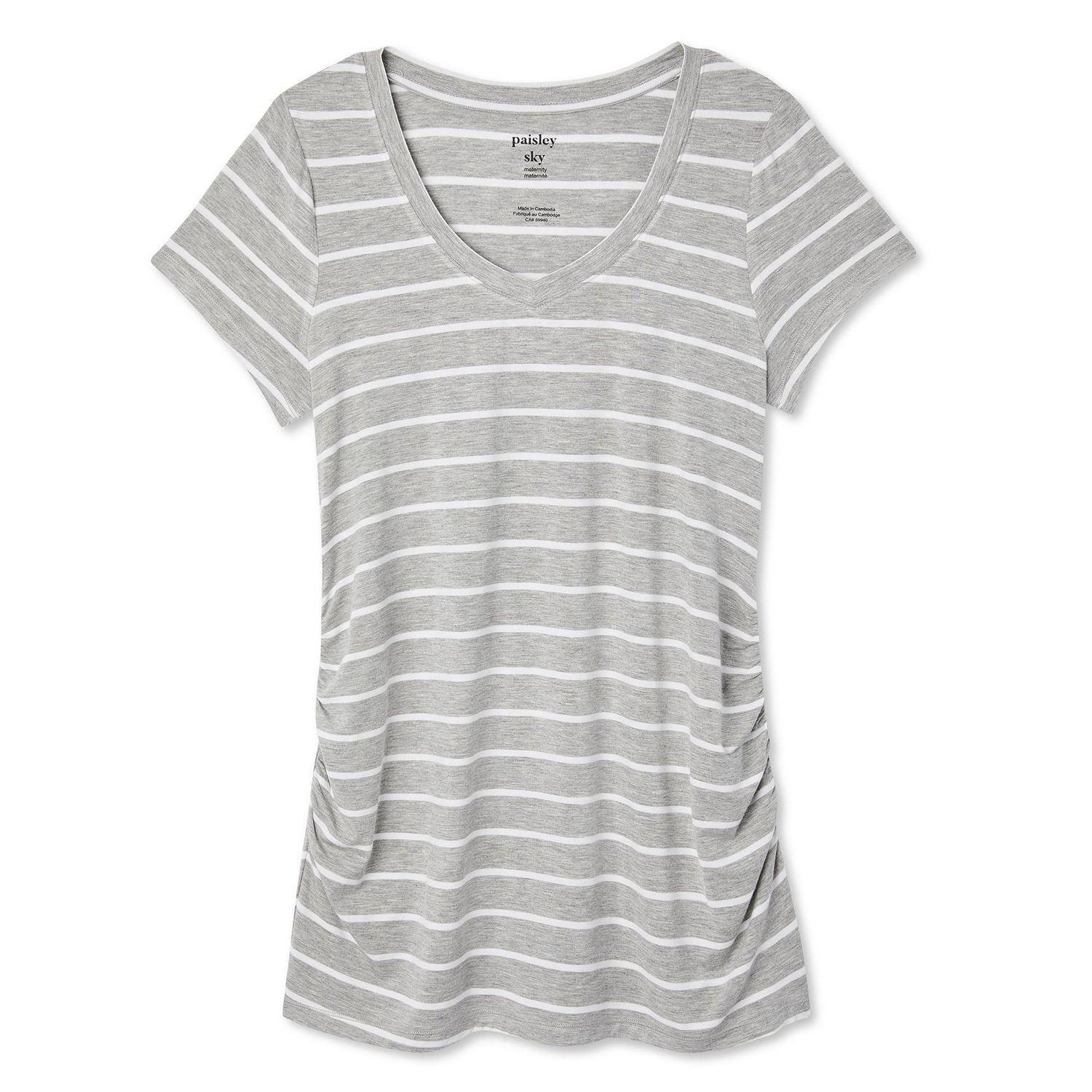 Paisley Sky Maternity Printed Short Sleeve V-Neckline Tee