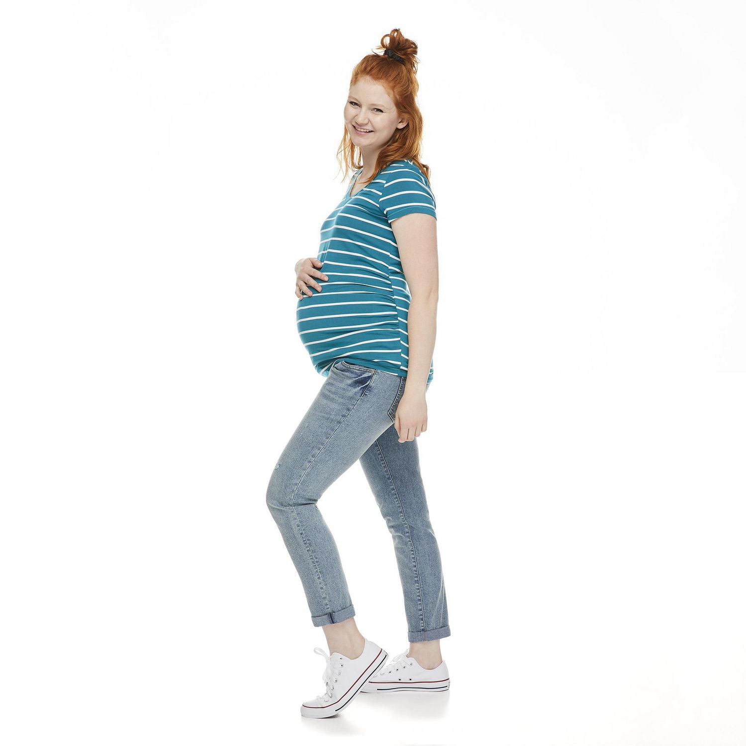 T-shirt imprimé à manches courtes avec encolure en V Paisley Sky Maternité