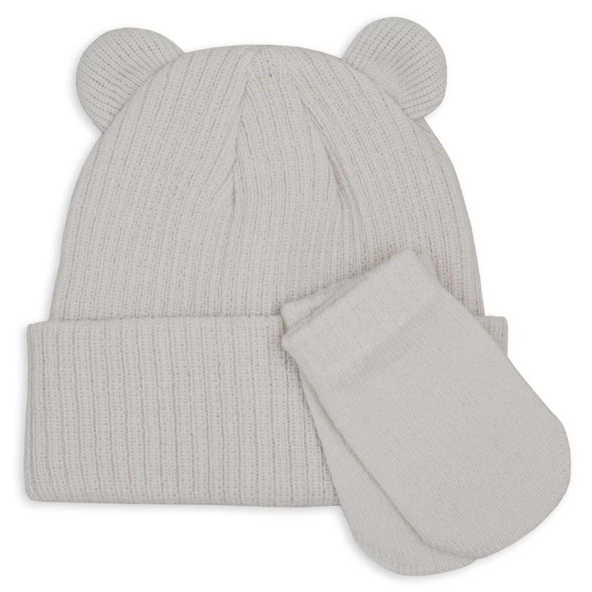 Hot Paws Ensemble de bonnet avec oreilles d'ours pour nouveau-né 6-12M Ensemble de tricote