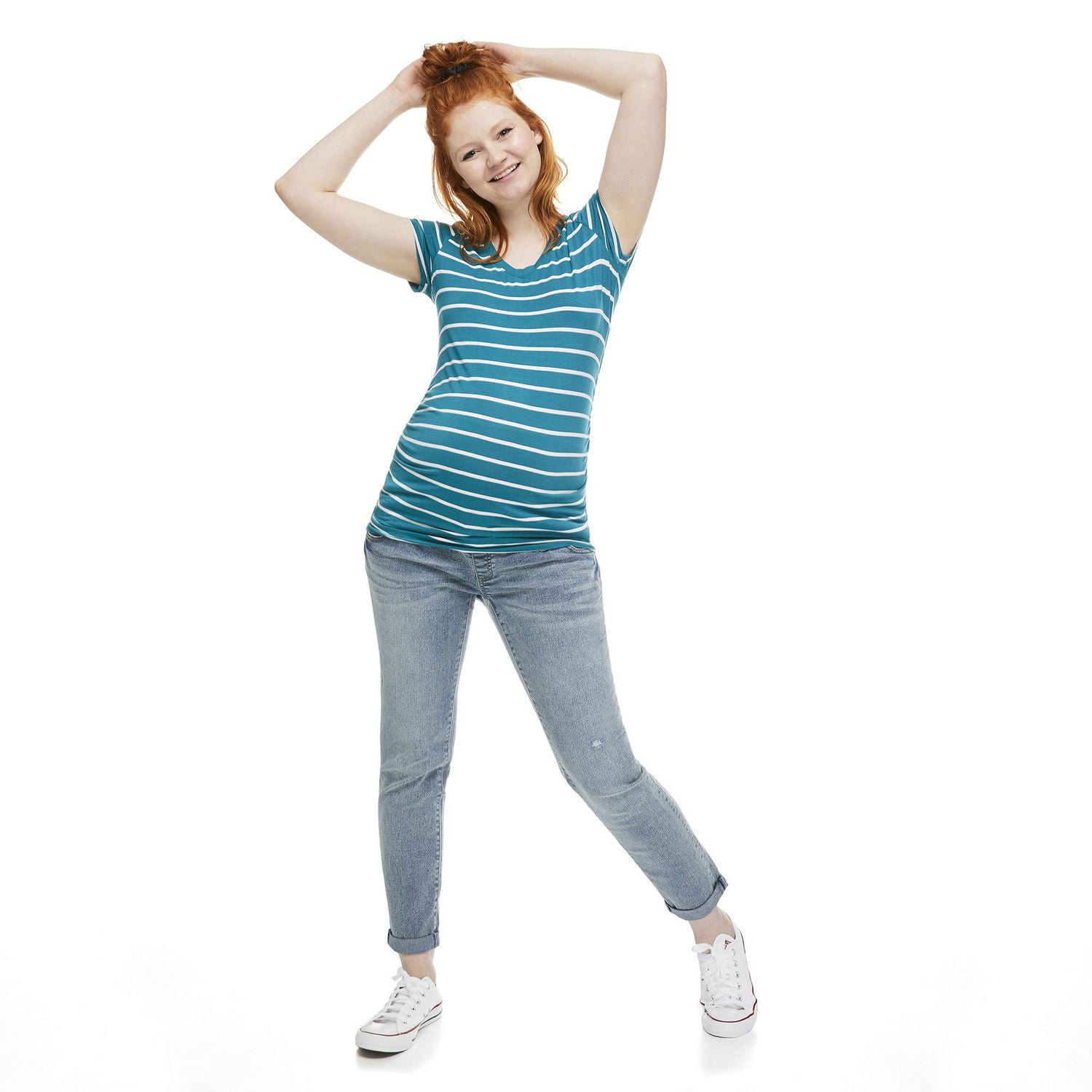 T-shirt imprimé à manches courtes avec encolure en V Paisley Sky Maternité