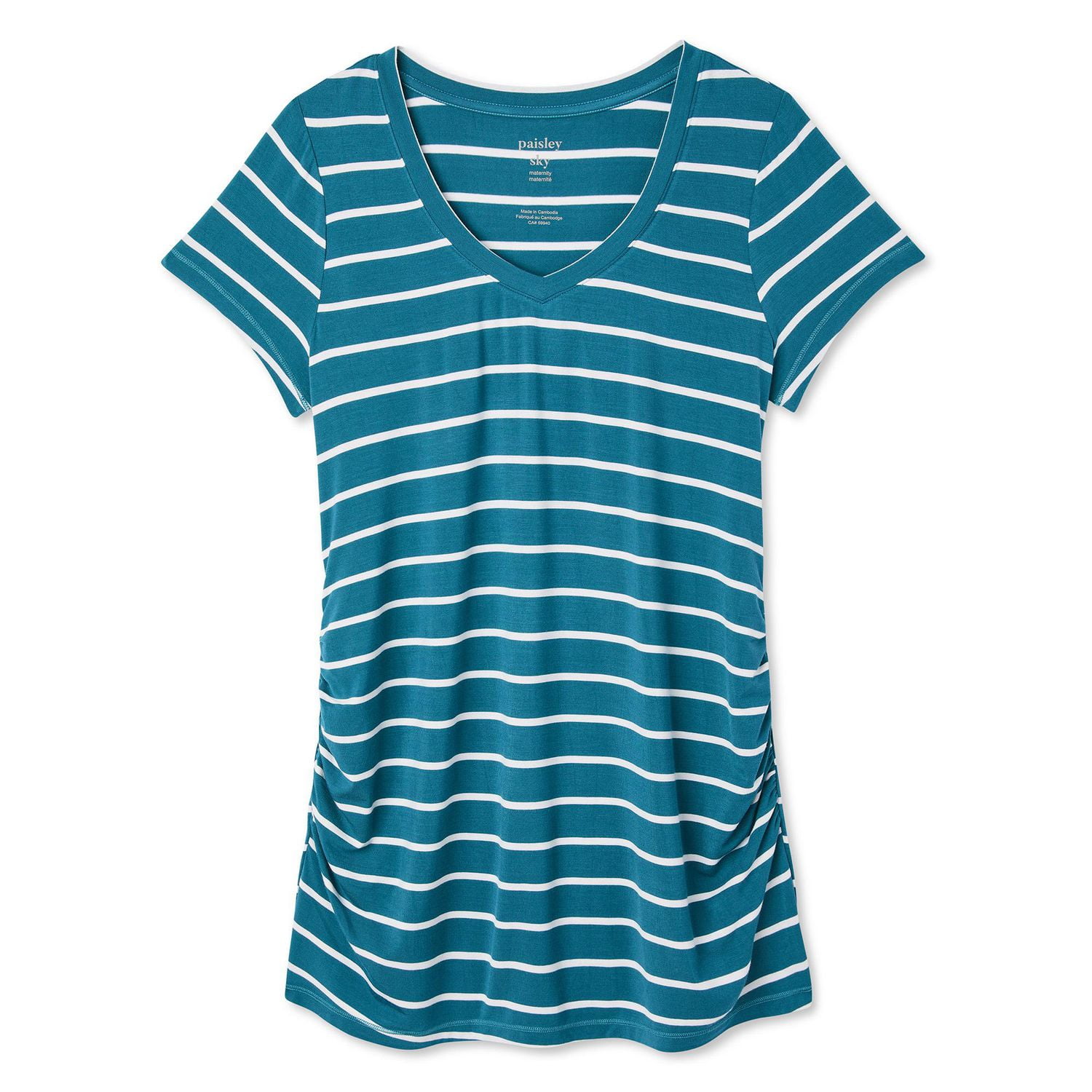 T-shirt imprimé à manches courtes avec encolure en V Paisley Sky Maternité