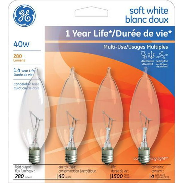 Lampes en blanc doux GE Lighting Canada à bout arrondi de 40 W