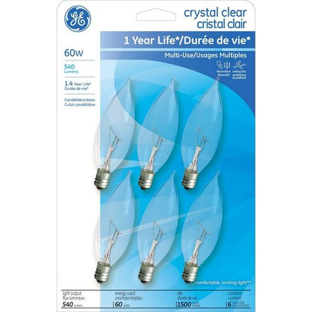 Lampes en cristal clair GE Lighting Canada à bout arrondi de 60 W