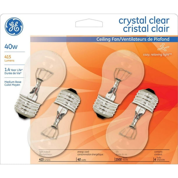 A15 cristal clair GE 40 W – paquet de 4